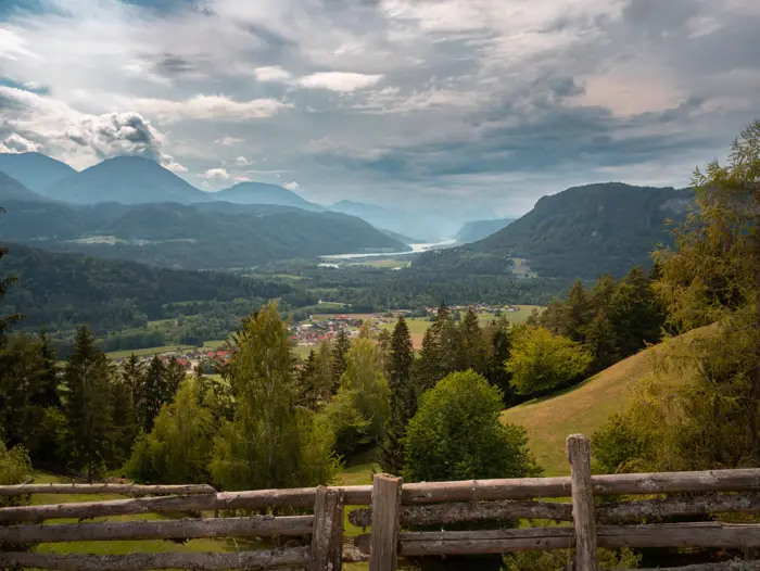 Mountains and forest in the countryside near Klagenfurt.