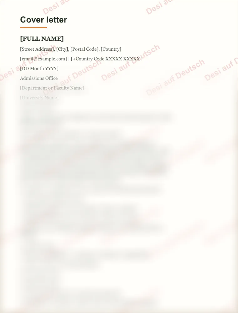 The first page of the cover letter template, watermarked.